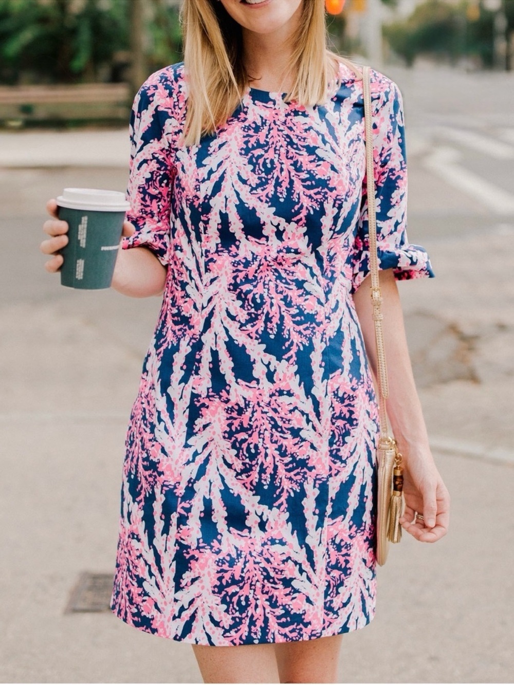 Lilly Pulitzer Fiesta Stretch Dress Beyond the Sea Print Ruffle Sleeve Pink